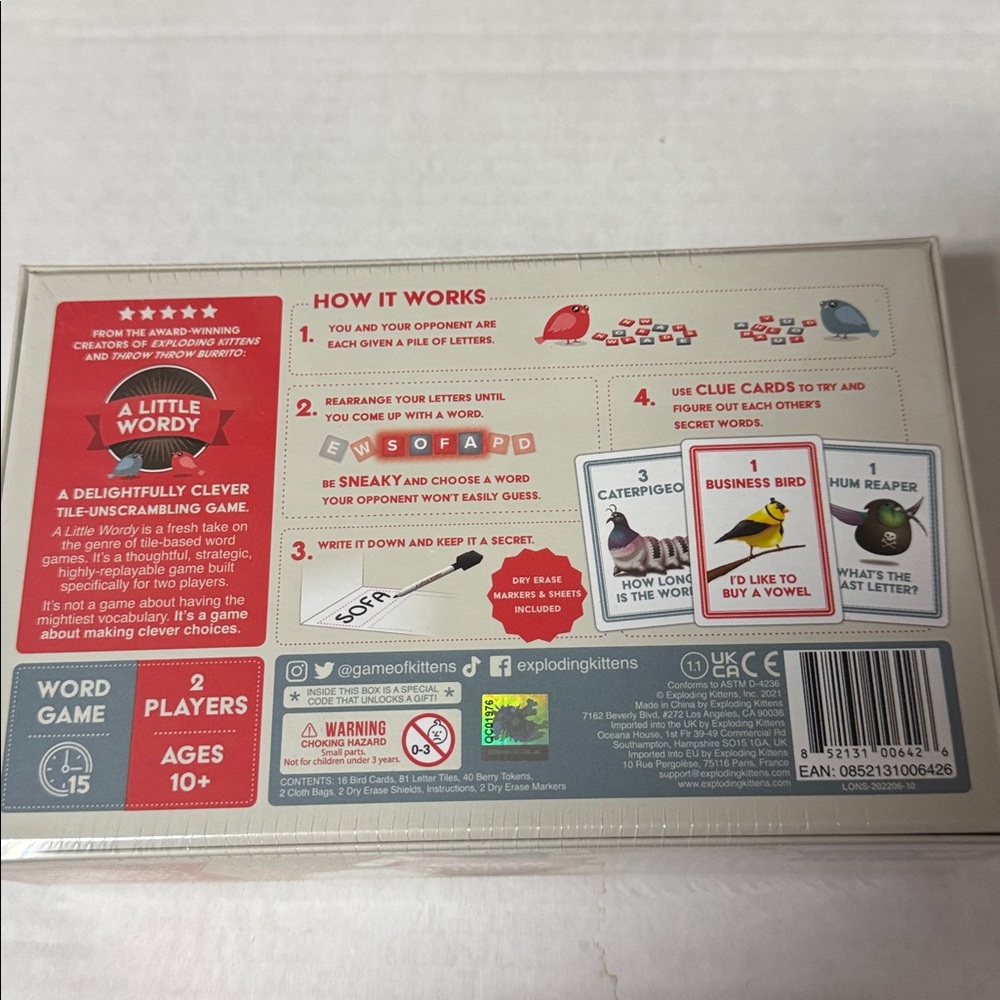 Exploding Kittens A Little Wordy Tile Word Game - Picture 2 of 2